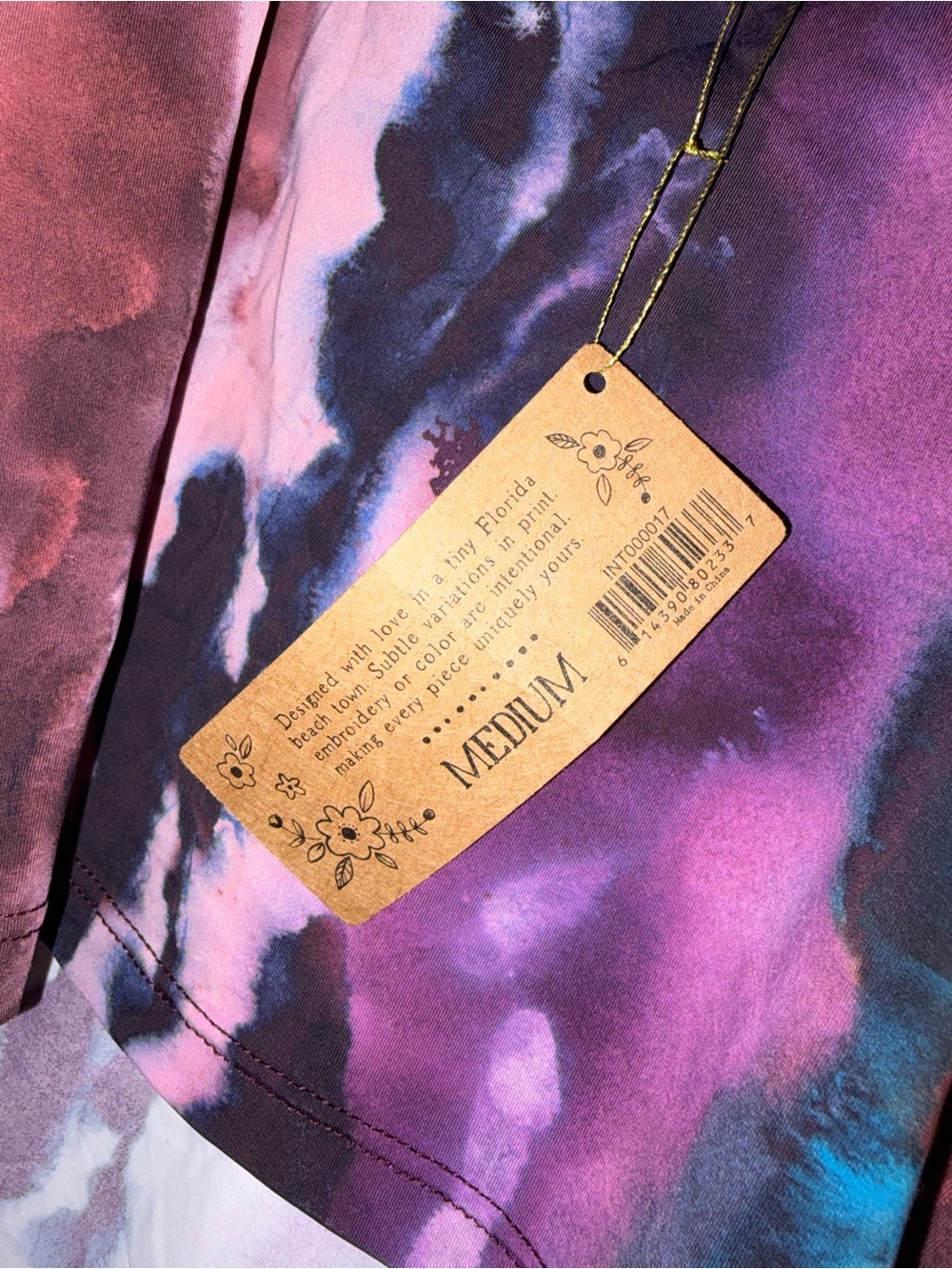 NATURAL LIFE Purple Multicolor Satin Cami with Abstract Watercolor Print - Picture 4 of 4